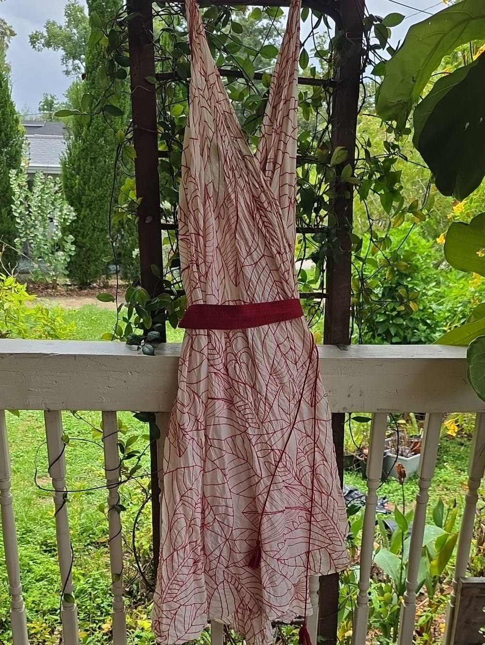 Anthropologie Lilka Samarkand Embroidered Halter Maxi Dress Cream Red XS S